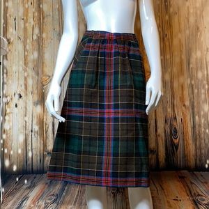 Vintage 1960s Brown Tartan Plaid Skirt